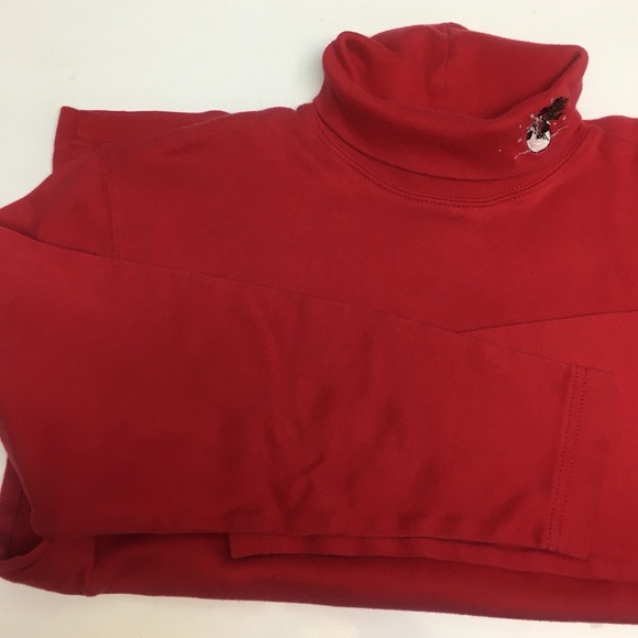 Holiday/snowman themed red turtleneck - Picture 5 of 8
